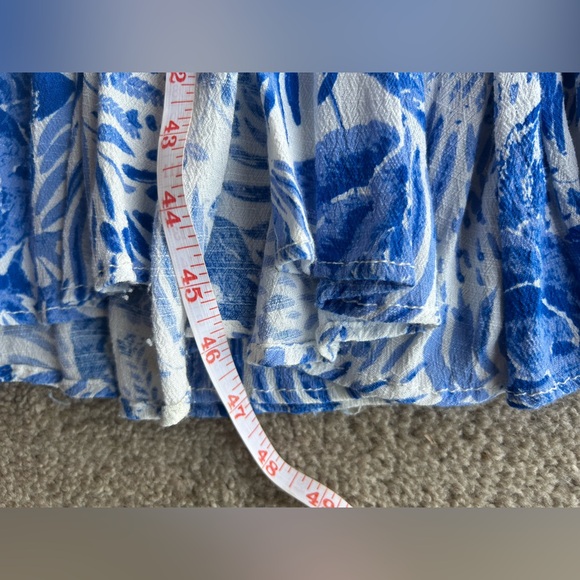 FREE PEOPLE Tropical Blue and White Fit & Flare Midi Dress - Picture 13 of 15